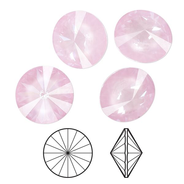 Chaton 4pk crystal soft rose ignite, Crystal Passions® 14mm rivoli 1122 image number 0