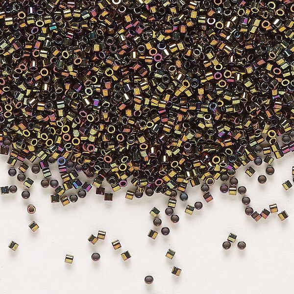 Seed bead, Delica®, glass, pkg/50g, #15 round, opaque metallic iris bronze (DBS-0023). image number 0