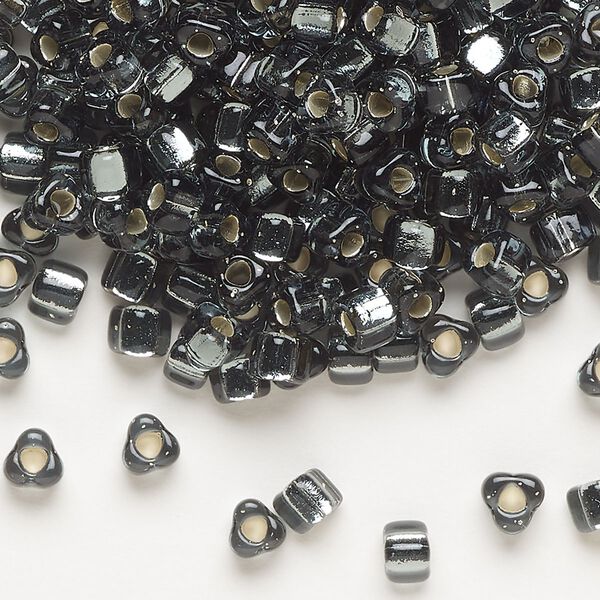 Seed bead, Miyuki, glass, silver-lined translucent grey, (TR1805), #5 triangle. Sold per 250-gram pkg. image number 0