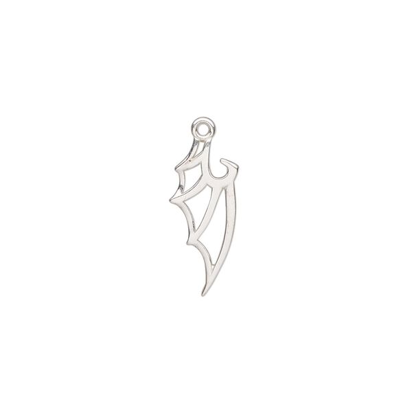 Charm Amoracast® 1pkg1 sterling silver, 18x8mm 2-sided cutout dragon wing image number 0