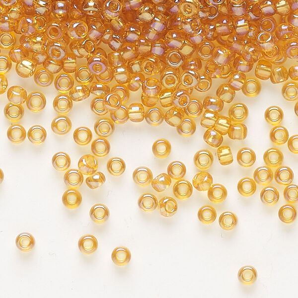 Seed bead, Preciosa Ornela Czech glass, pkg/50g, #8 rocaille, translucent rainbow topaz, (11050). image number 0