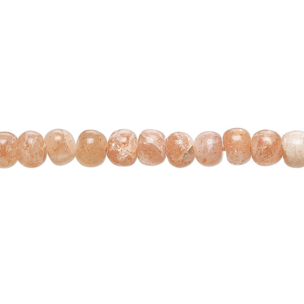 Sunstone 1pkg1, hand-cut rondelle bead natural 14 inch 4x3mm-6x4mm image number 0