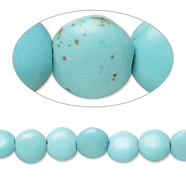 Magnesite 1pkg1, puffed flat round bead 15 inch 7-8mm image number 0