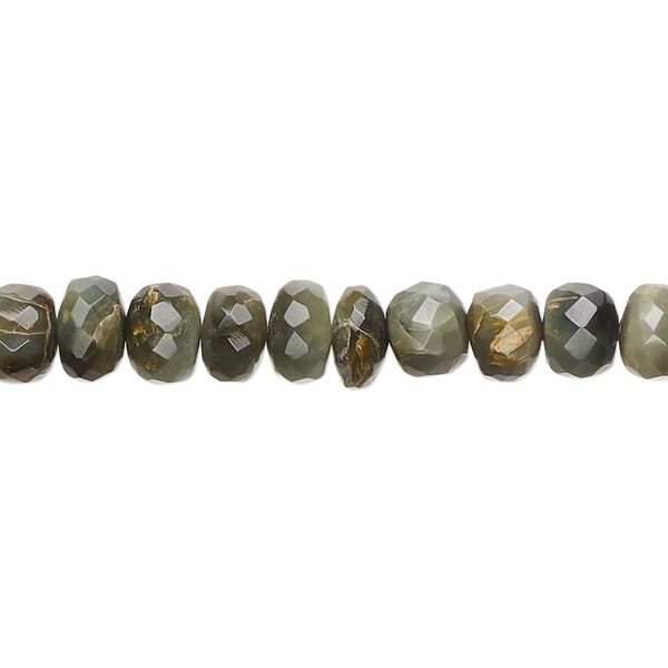 Cat's eye quartz 1pkg1, hand-cut faceted rondelle bead natural 9 inch 6x3mm-7x6mm image number 0