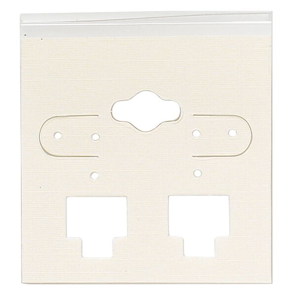 Earring card, PVC plastic and paper, transparent clear and opaque tan, 2x2 inch square. Sold per pkg of 100. image number 0
