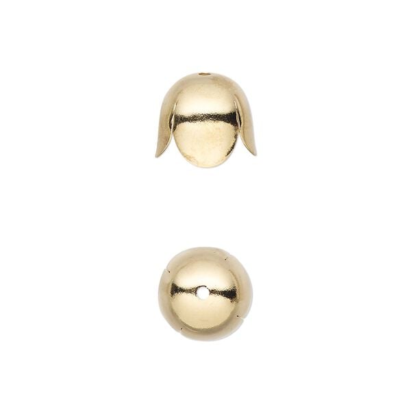 Cord end, gold-plated brass, 10x9mm with 8mm inside diameter. Sold per pkg of 10. image number 0