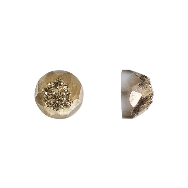 Druzy agate 1pkg1, hand-cut calibrated faceted round cab 10mm image number 0