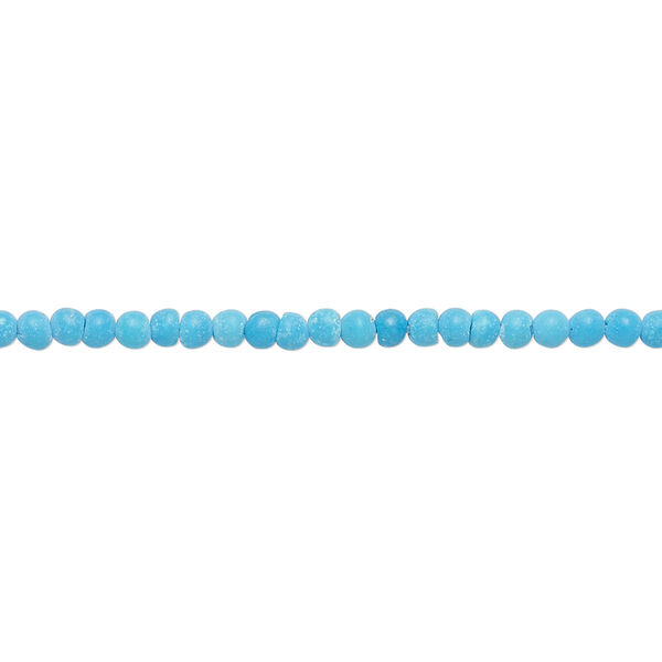 Bead, "turquoise" (resin) (imitation), blue, 2-3mm round. Sold per 15-inch strand. image number 0