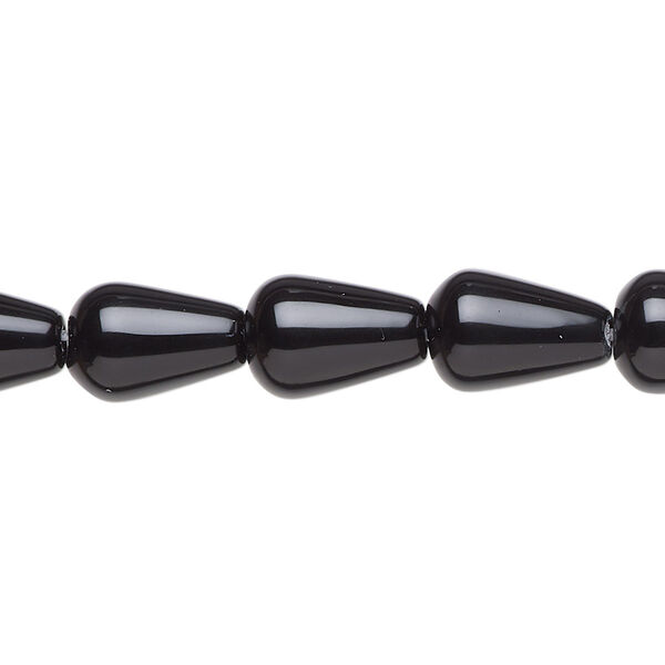 Black onyx 1pkg1, teardrop bead 15.5-16 inch 12x8mm image number 0