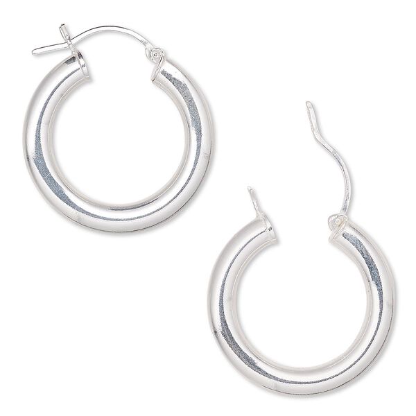 Earring, sterling silver-filled, 25mm round hoop with latch-back closure. Sold per pair. image number 0