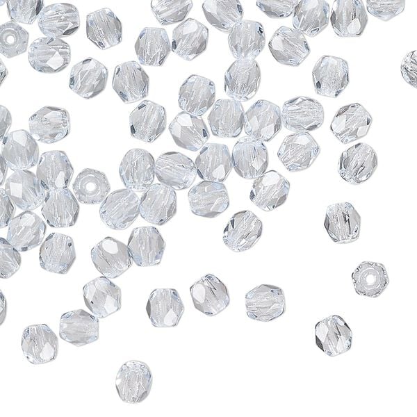 Czech fire-polished glass 1pkg1, faceted round bead transparent ice blue 1 mass 4mm image number 0