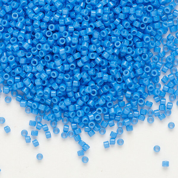 Seed bead, Delica®, glass, pkg/50g, #11 round, Duracoat® opaque outside dyed azure blue (DB-2134). image number 0