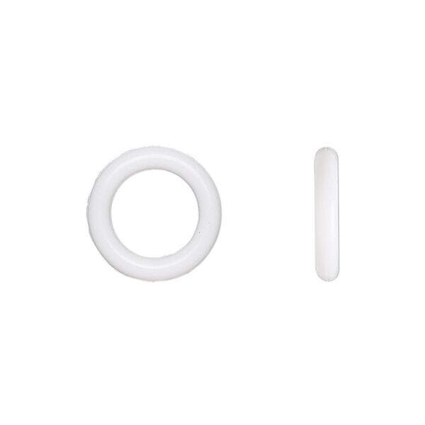 Component, Oh! Ring™, silicone, white, 12mm round with 8mm hole. Sold per pkg of 200. image number 0