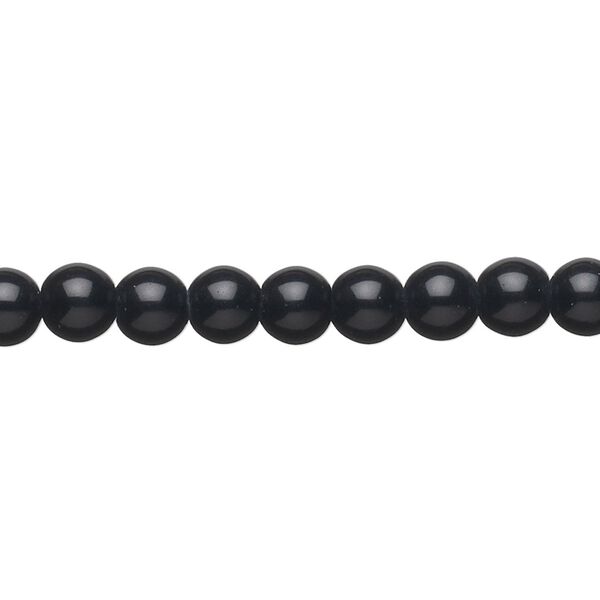 Black obsidian 1pkg1, round bead natural 15 inch 5-6mm image number 0