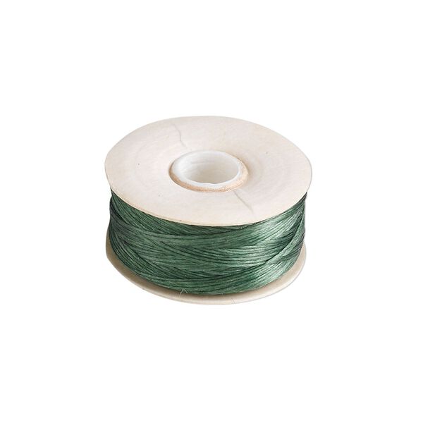 Thread, Nymo®, nylon, green, size D. Sold per 64-yard bobbin. image number 0