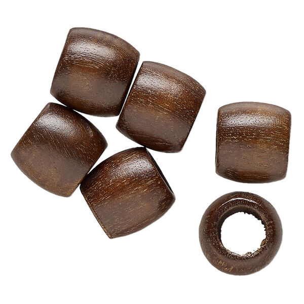 Bead, mango wood, 22x20mm-21x19mm barrel. Sold per pkg of 6. image number 0