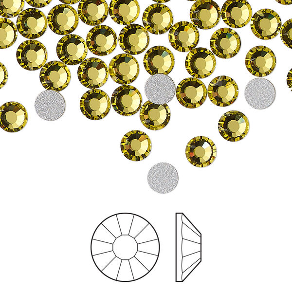 Flat back 144pk acid yellow foil back, Preciosa VIVA 12® Czech crystal rhinestone 4.6-4.8mm chaton rose round SS20 image number 0