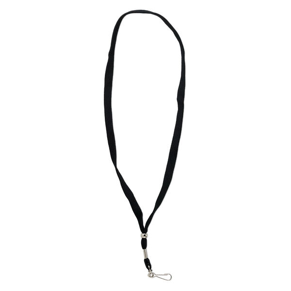 Lanyard, woven polyester, black, 35 inches. Sold individually. image number 0