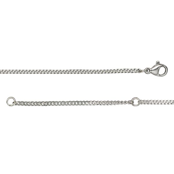 Chain, stainless steel, 1.8mm curb, wearable at 18 and 20 inches with lobster claw clasp. Sold individually. image number 0