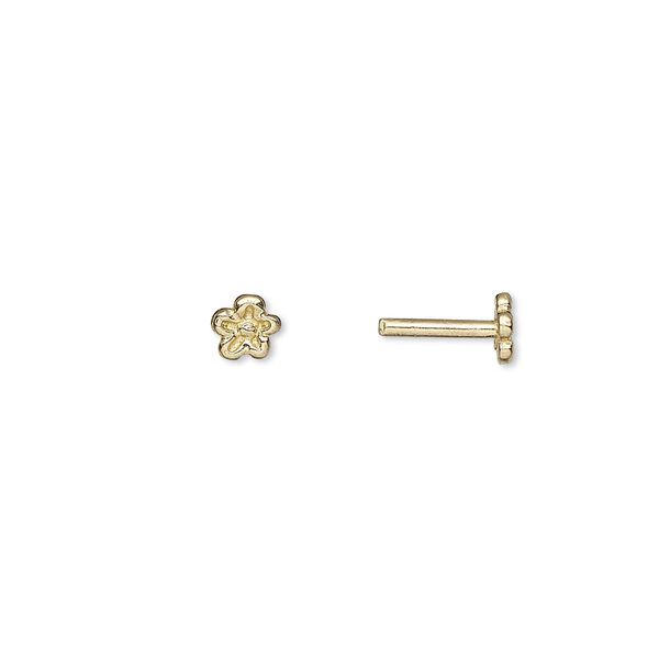 Brad, JBB Findings, brass, 9x5mm with 5x5mm flower and 8x1.5mm post. Sold per pkg of 4. image number 0