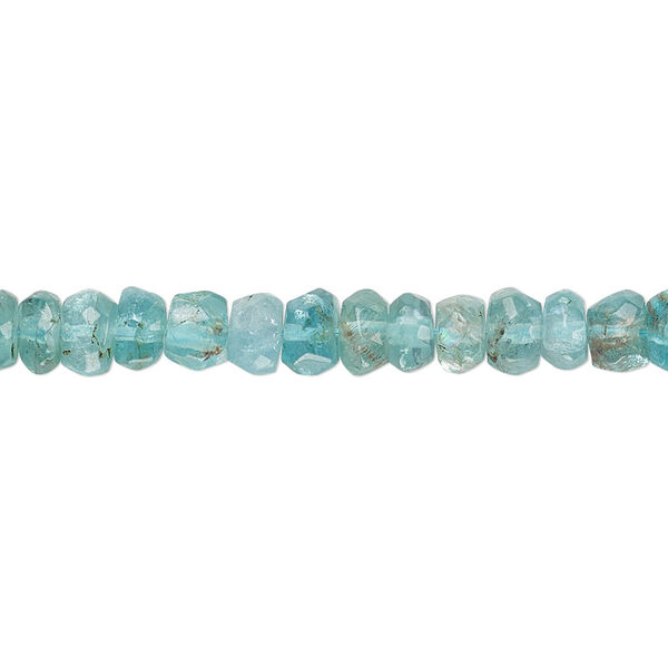 Apatite 1pkg1, hand-cut tumbled faceted rondelle bead natural 12 inch 4x2mm-6x4mm image number 0