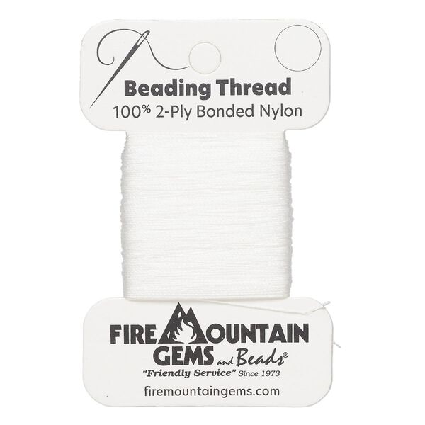 Thread, nylon, white, size AA. Sold per 50-yard card. image number 0