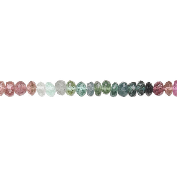 Multi-tourmaline 1pkg1, hand-cut faceted rondelle bead natural 15.5-16 inch 4x2mm image number 0