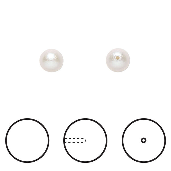 Pearl 500pk iridescent dove grey, Swarovski® 6mm half-drilled round 5818 image number 0