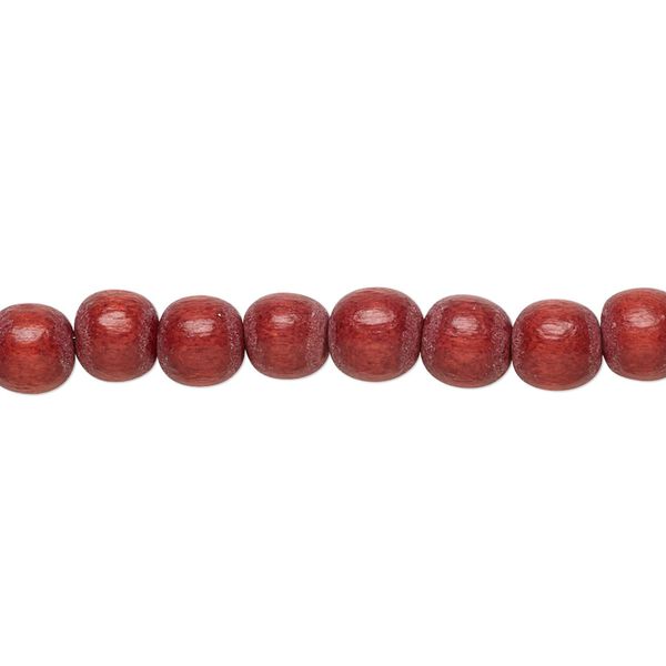 Bead, Taiwanese cheesewood (dyed / waxed), rust brown, 5-6mm round. Sold per pkg of (2) 15-1/2" to 16" strands. image number 0