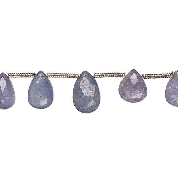 Tanzanite 1pkg19, hand-cut top-drilled faceted puffed teardrop bead 8x6mm-9x7mm image number 0