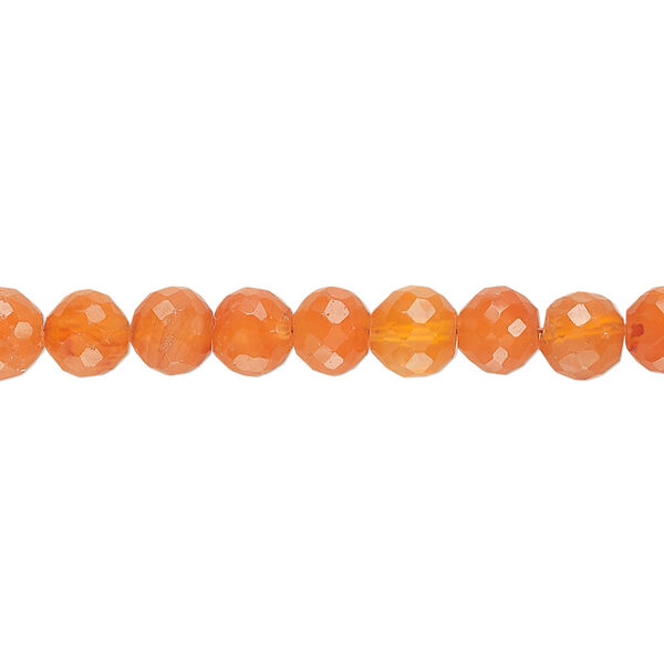 Carnelian 1pkg1, hand-cut faceted round bead 14 inch 5-6mm image number 0