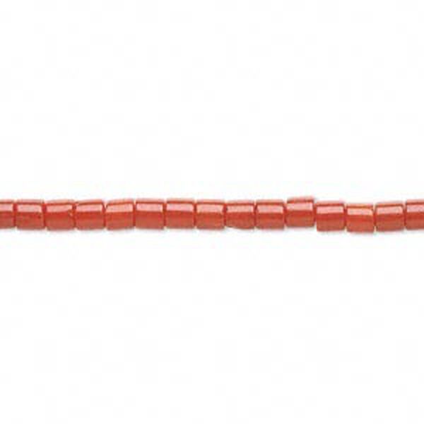Bead, bamboo coral (dyed), red, 3x3mm round tube, B grade, Mohs hardness 3-1/2 to 4. Sold per 16-inch strand. image number 0