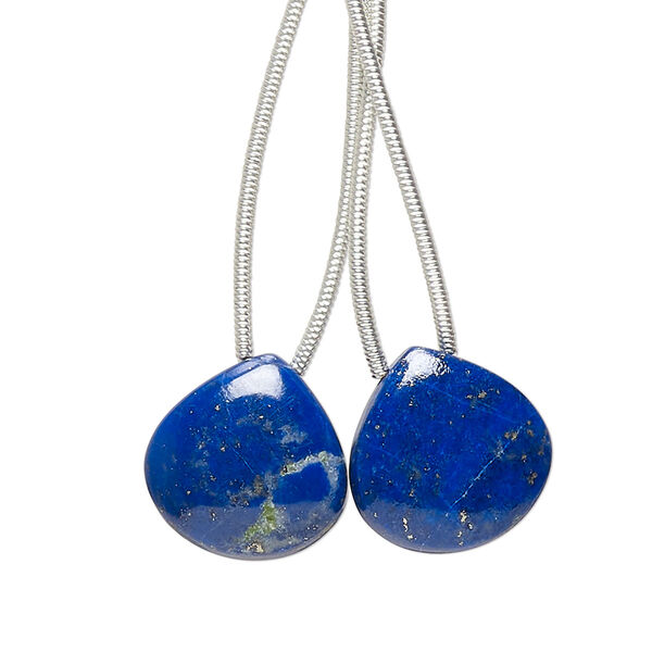 Lapis lazuli 1pkg2, hand-cut top-drilled puffed teardrop bead natural 14x14mm image number 0