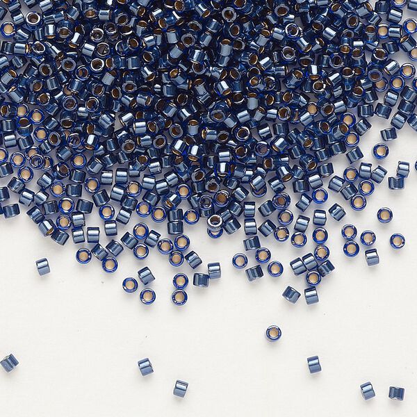 Seed bead, Delica®, glass, pkg/250g, #11 round, translucent sapphire-lined luster blue (DB-0278). image number 0