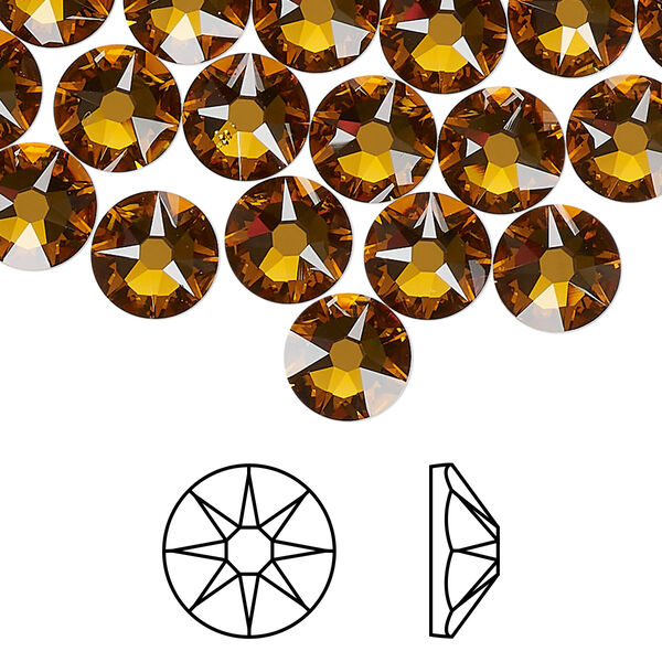 Flat back 144pk topaz foil back, Swarovski® 8.412-8.672mm rose round SS40 2088 image number 0