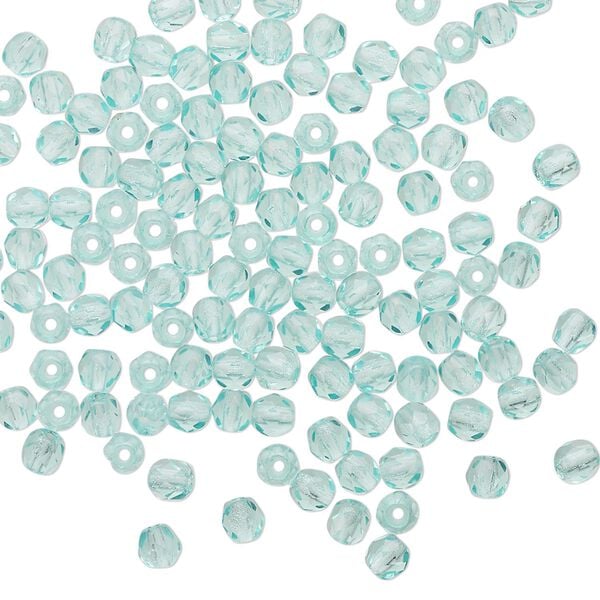 Bead 1pkg1 Czech fire-polished glass, 3mm faceted round, 1 mass transparent light aqua image number 0