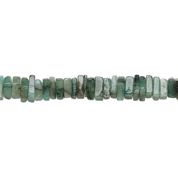 Emerald 1pkg1, hand-cut square rondelle bead 8 inch 4x1mm-6x2mm image number 0