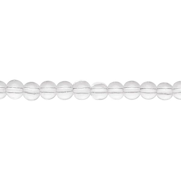 Bead, glass, clear, 4mm round. Sold per 36-inch strand. image number 0