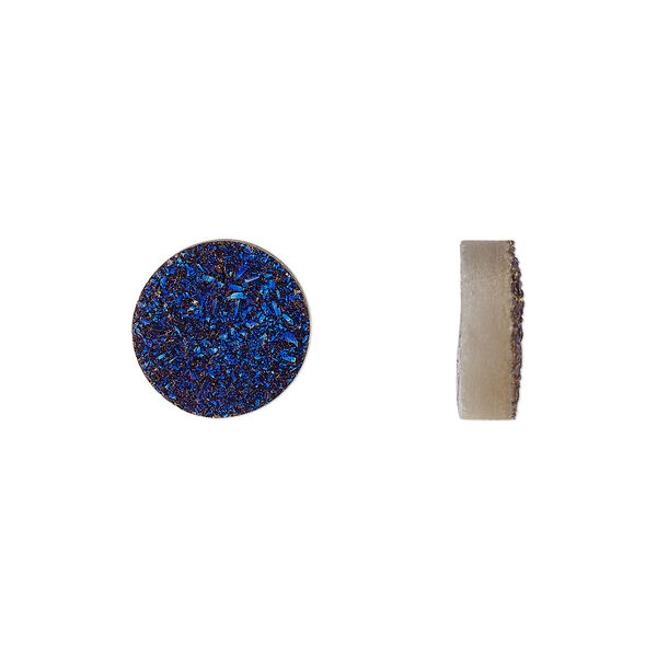 Druzy agate 1pkg2, electroplated non-calibrated round cab 10mm image number 0
