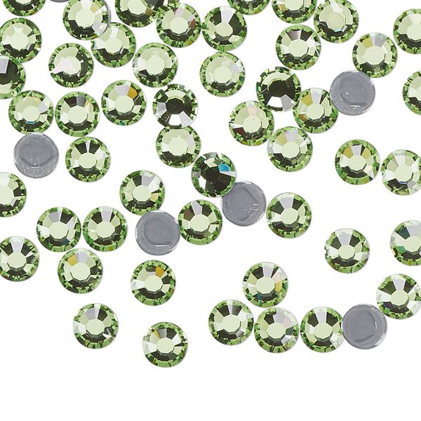 Flat back, Dance With Me™ crystal hotfix rhinestone, peridot, foil back, 4.6-4.8mm rose, SS20. Sold per pkg of 144 (1 gross). image number 0