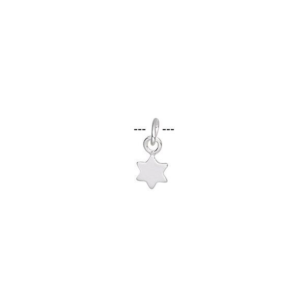 Drop, sterling silver, 5mm flat Star of David. Sold per pkg of 6. image number 0