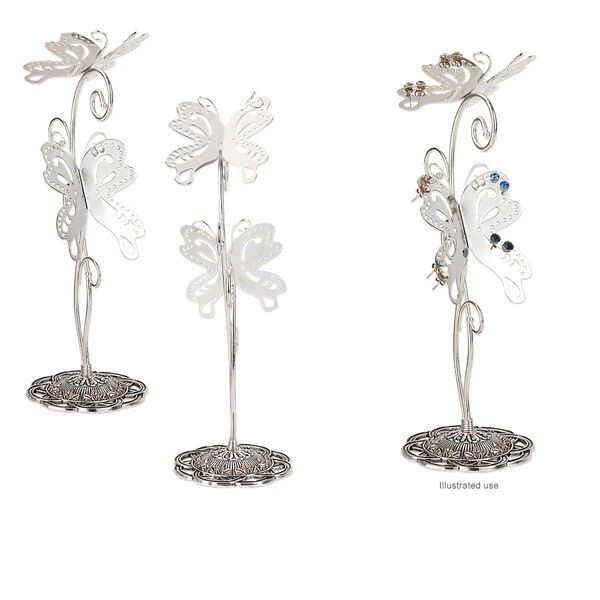 Display, silver-finished steel and antiqued silver-finished "pewter" (zinc-based alloy), 9 x 2-1/2 x 3 inch double butterfly. Sold individually. image number 0