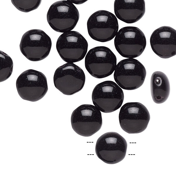 Bead, Preciosa Candy™, Czech pressed glass, opaque black, 8mm candy with (2) 0.8-0.9mm holes. Sold per pkg of 20. image number 0
