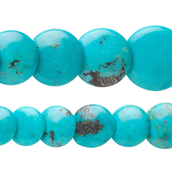 Turquoise 1pkg1, lentil-drilled lentil bead B grade, 15.5-16 inch graduated 6-16mm image number 0