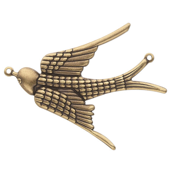 Focal, brass, 38x32mm single-sided soaring swallow. Sold per pkg of 4. image number 0