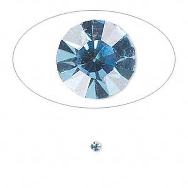 Chaton, glass rhinestone, light sapphire blue, foil back, 2.2-2.3mm faceted round, PP16. Sold per pkg of 72. image number 0