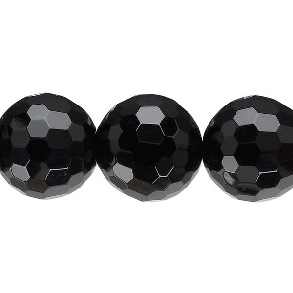 Black onyx 1pkg1, faceted round bead 15.5-16 inch 16mm image number 0