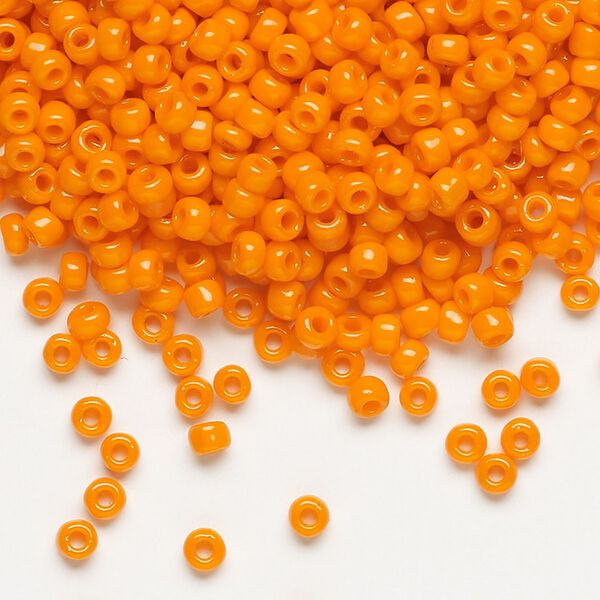 Seed bead, Dyna-Mites™, glass, opaque orange, #8 round. Sold per 1/2 kilogram pkg. image number 0