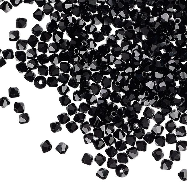Bead 1440pk jet, Preciosa Czech crystal 3mm bicone image number 0