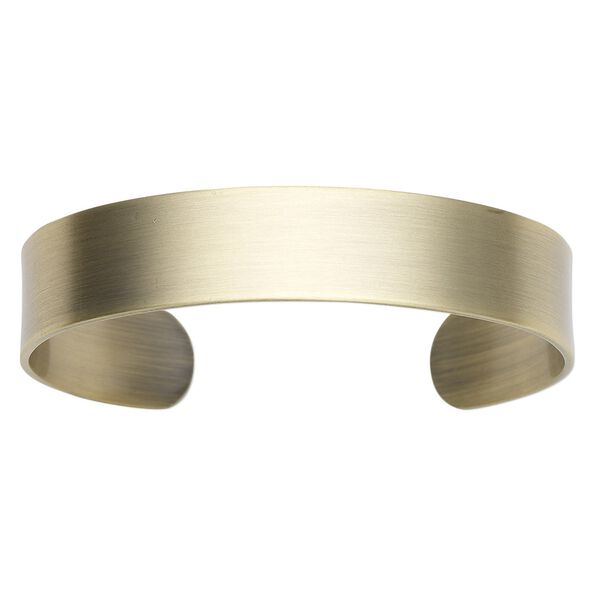 Bracelet component, cuff, antique gold-plated steel, 1/2 inch wide, adjustable from 6-1/2 to 7 inches. Sold individually. image number 0